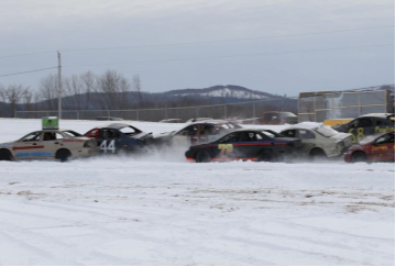 Winter car race in action