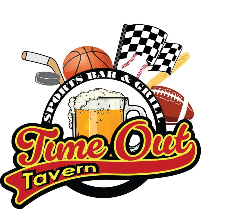 Time Out Tavern logo with beer mug